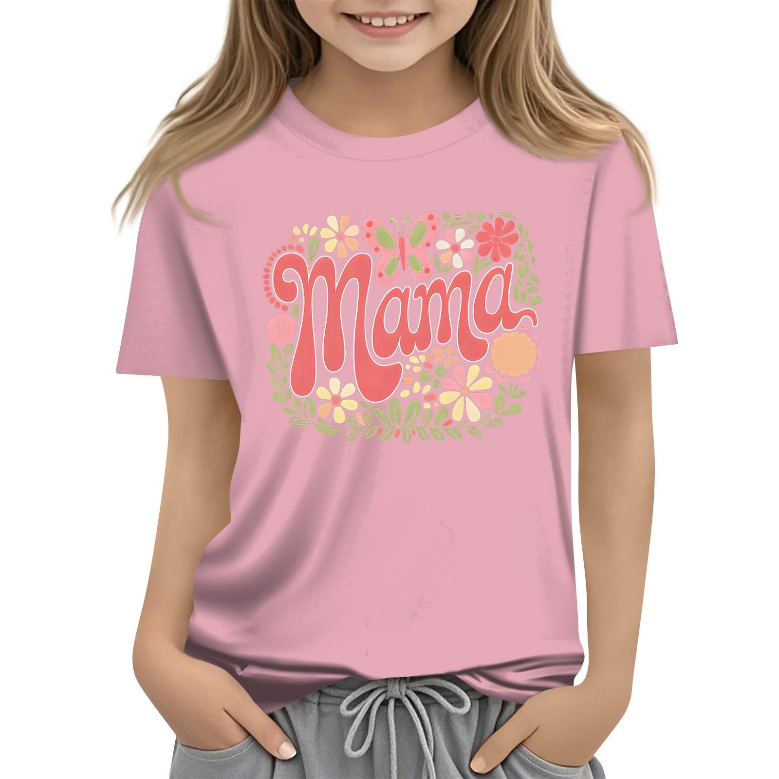 

Детская модная повседневная футболка с коротким рукавом и круглым вырезом с принтом ко Дню матери 160 винный