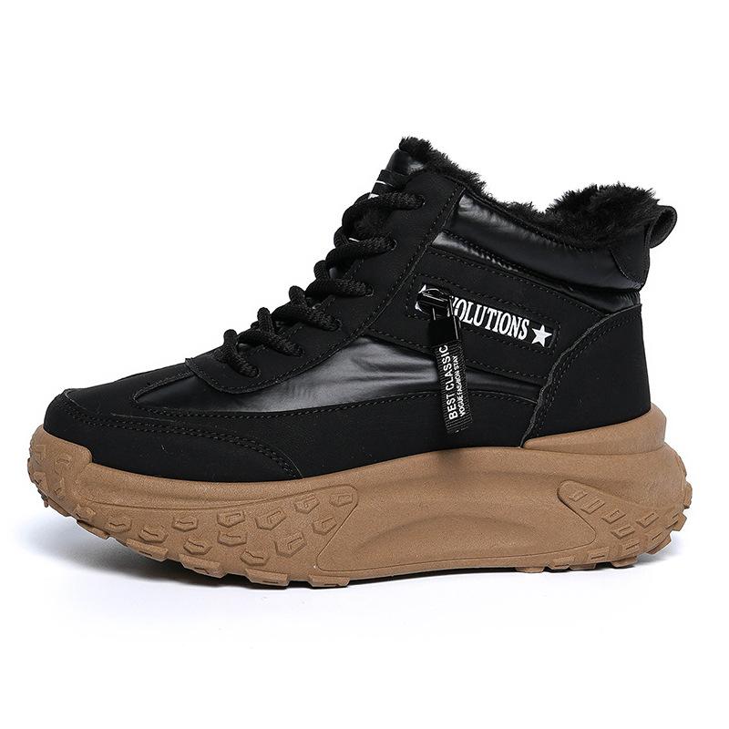 

Женские зимние теплые ботинки большого размера на мягкой подошве с мехом, противоскользящие, для снега, на подкладке, ботильоны до щиколотки, ветрозащитные, для занятий спортом на открытом воздухе, высокие, хлопковые ботинки 35 чёрный