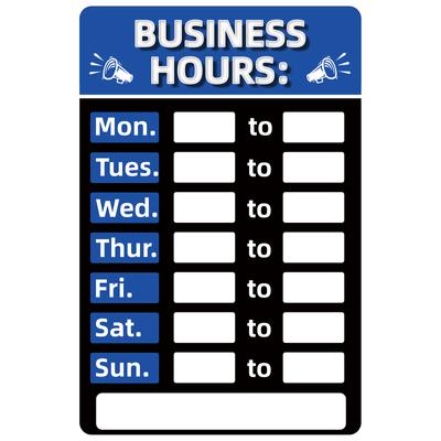 PVC Business Hours Sign with Number Sticker Store Office Window Door Signs Plastic Vinyl Signage Daily Open Times Display