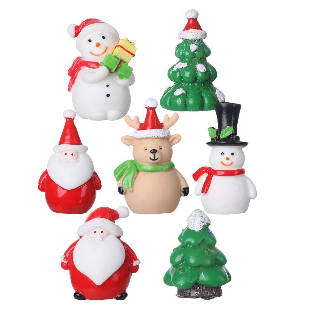 Dollhouse Deer Fairy Garden Santa Claus Figurines Xmas Tree Miniature Snowman Christmas Accessory