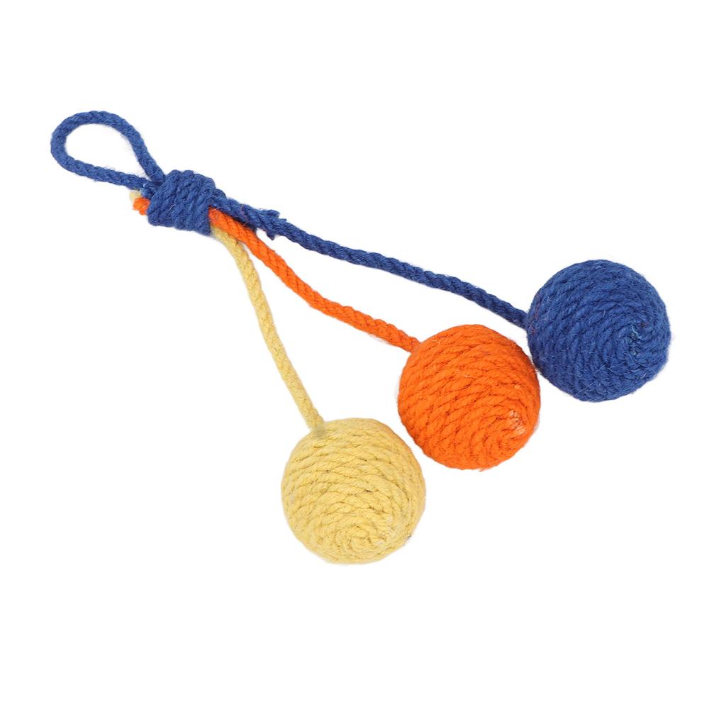 Hanging Cat Sisal Ball Chewable Colorful Interactive Cat Sisal Rope Ball Toy for Pet Indoor Red