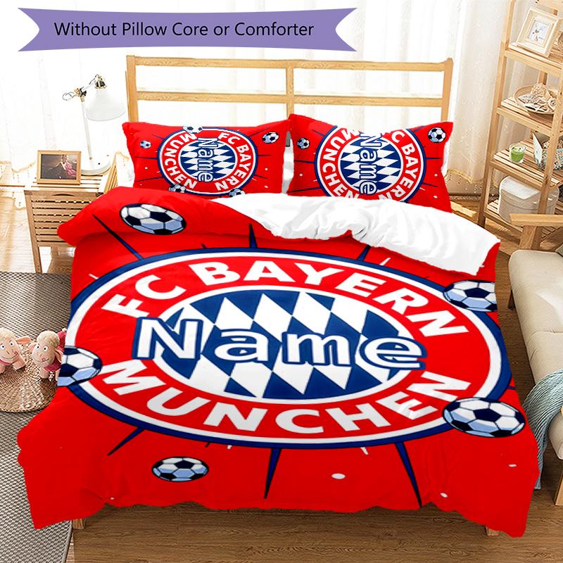 3pcs Custom Name Bayern Munich Bedding Set Duvet Cover Closure Includes 1 Duvet Cover & 2 Pillowcases for All Seasons Bedroom Decor