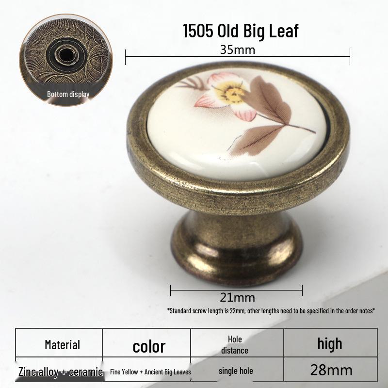 European Ceramic Blue Flower Round Cabinet Handle