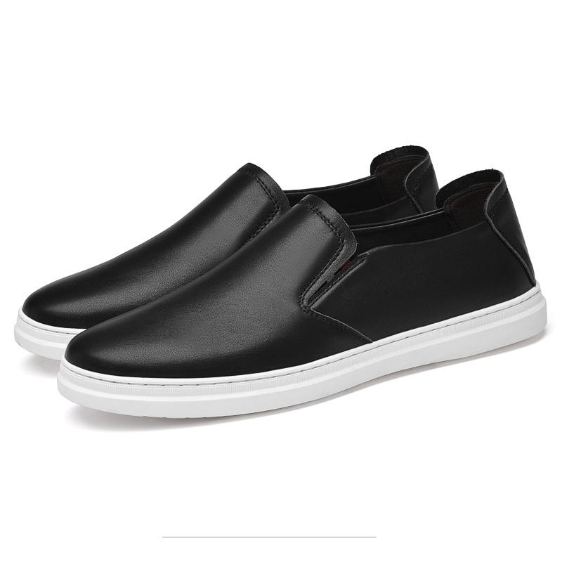 

Модная брендовая мужская повседневная обувь из натуральной кожи, мужские кроссовки на шнуровке, дышащие, мягкие, белые, повседневные туфли на плоской подошве, мужские туфли без застежек 44 чёрный