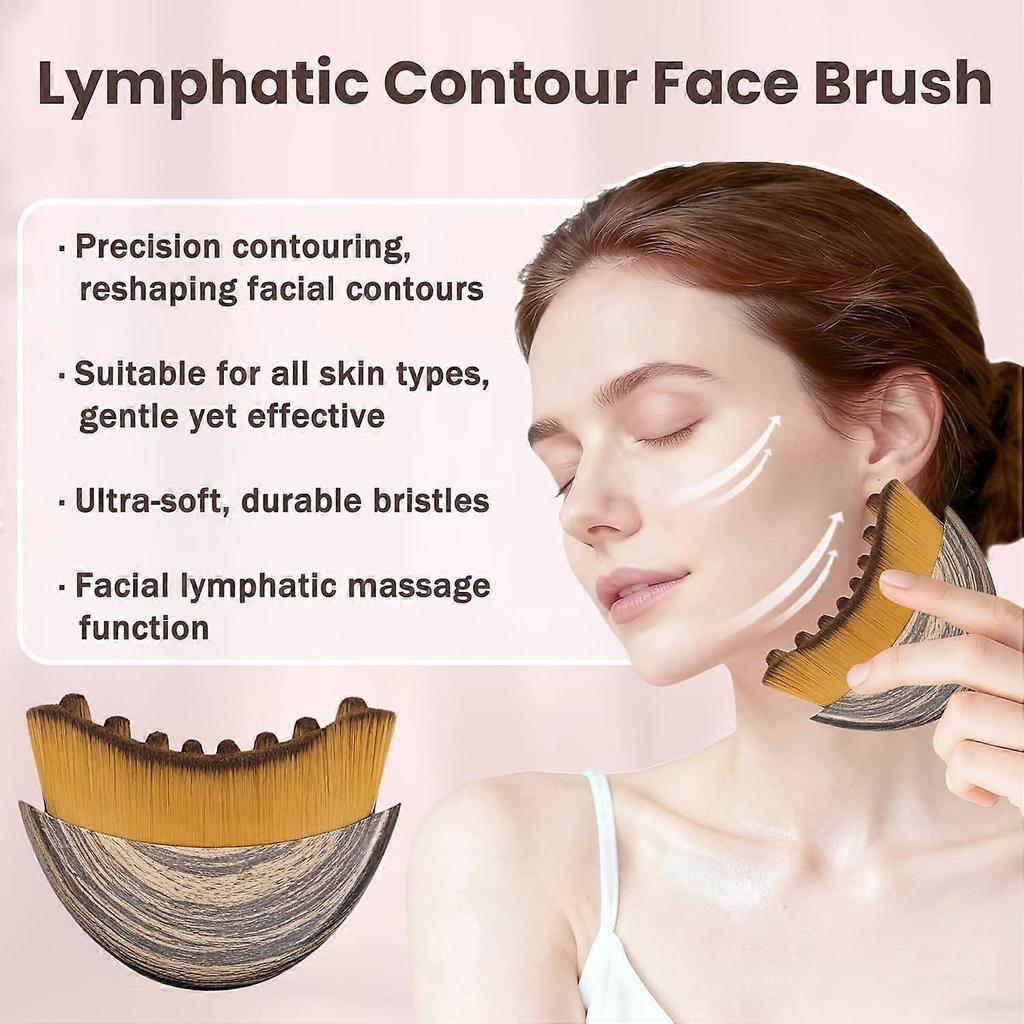 Nuovo pennello viso Lymphatic Contour per scolpire, Massaggiatore per drenaggio linfatico per il viso, Progettato ergonomicamente per adattarsi perfettamente alla pelle e alleviare Fa