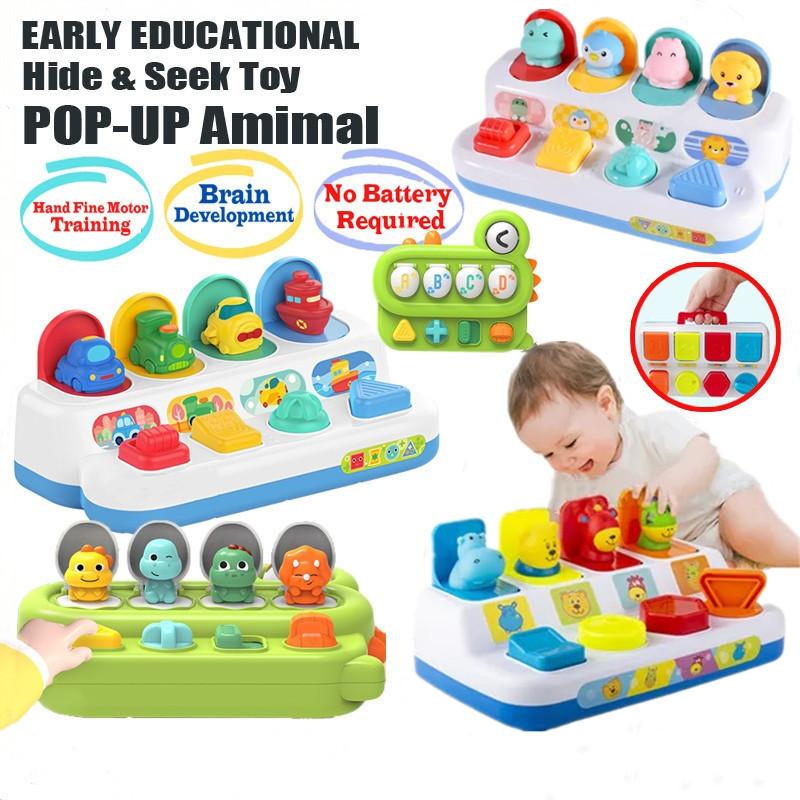 Hračky Vzdělávací Pop-up hračka Spínačová krabička Tlačítko Hra na schovávanou Jemná motorika Interaktivní zvířátko Schovávaná Montessori pro děti