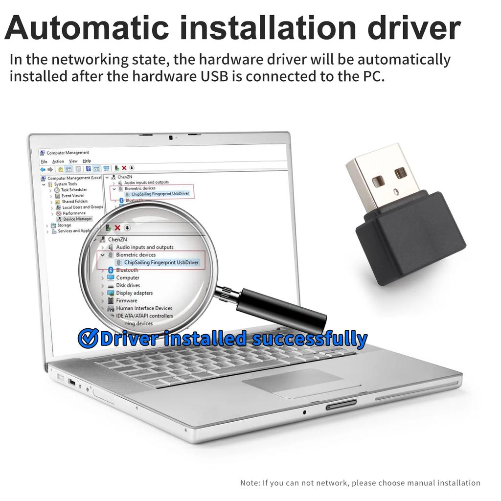 Fingerprint Reader Module Scanner Mini USB Fingerprint Recognition Device Biometrics Security Key PC Laptop Windows 10 11 Hello