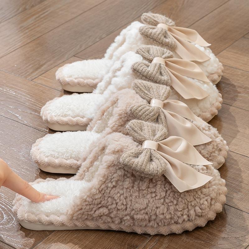 Cotton Slippers, Indoor Warm and Anti-slip Home Woolen Shoes