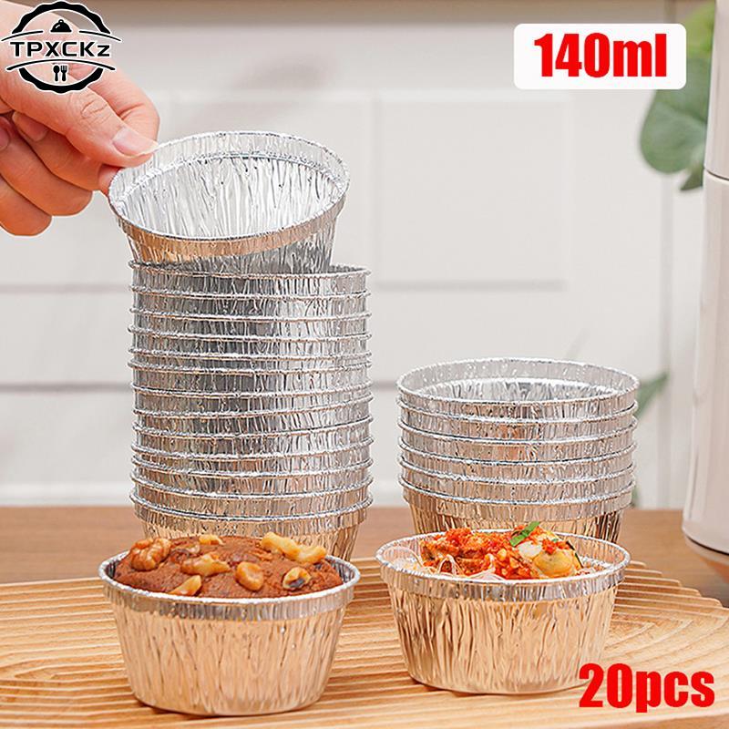 20Pcs Non-stick Baking Mold Cookie Muffin Egg Tart Tin Foil Cake Cup Round Aluminum Foil Portuguese Egg Tart Base BBQ Mold