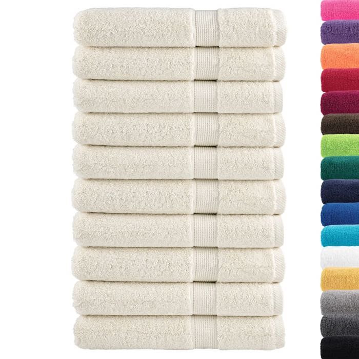 VidaXL Serviettes de Qualité Supérieure 10 pcs, Serviettes de Douche, Draps de Bain, Serviettes d'Invité de Toilette, Crème 137487