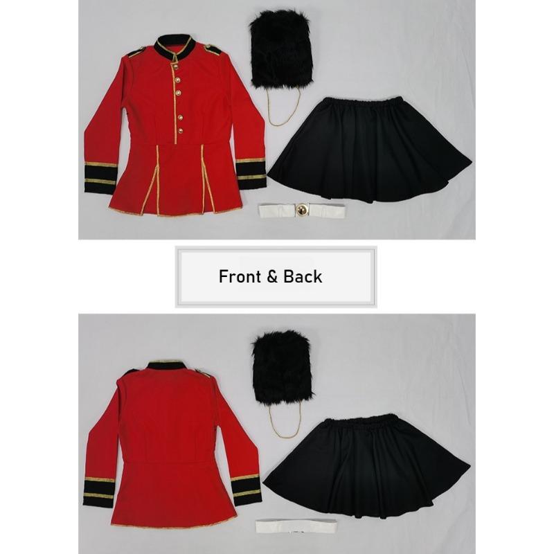 Adult Women British Soldiers Royal Honor Guard Dress Hat Set Halloween Cosplay Costumes Role Play Outfit