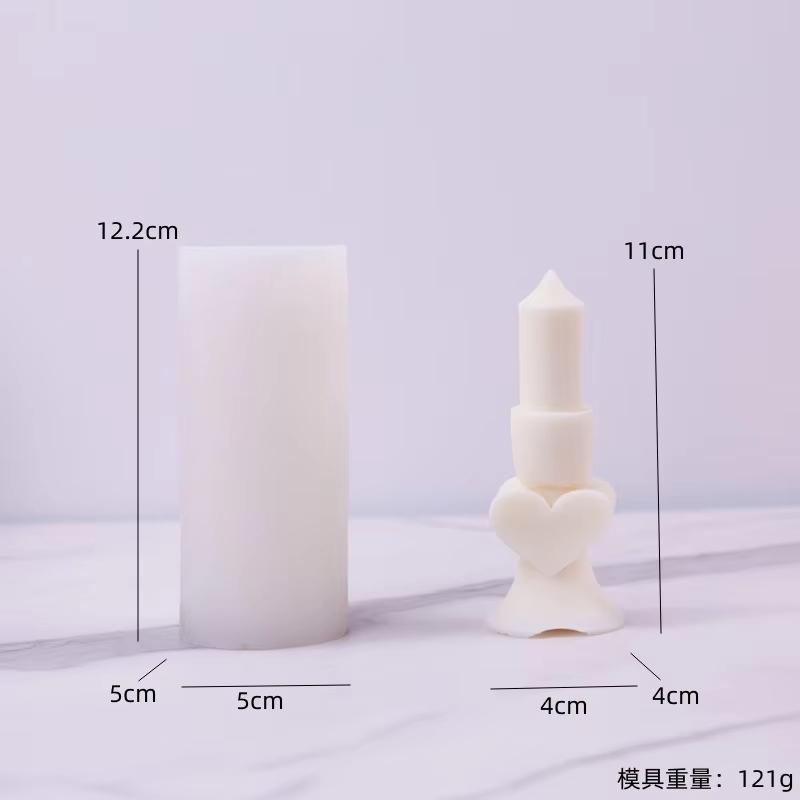 3D Love Heart Cylinder Candle Mold Silicone Resin Molds for DIY Candle Making Clear Texture Mold
