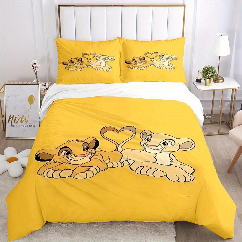 3pcs Lion King Simba & Nala Heart Shaped Tail Quilt Set Soft and Comfortable Bedroom, Guest Room and Dorm Decor Bedding Set W063