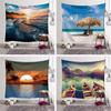 European and American Sunset Beach Landscape Wall Tapestry - Twilight Series, Polyester Fabric