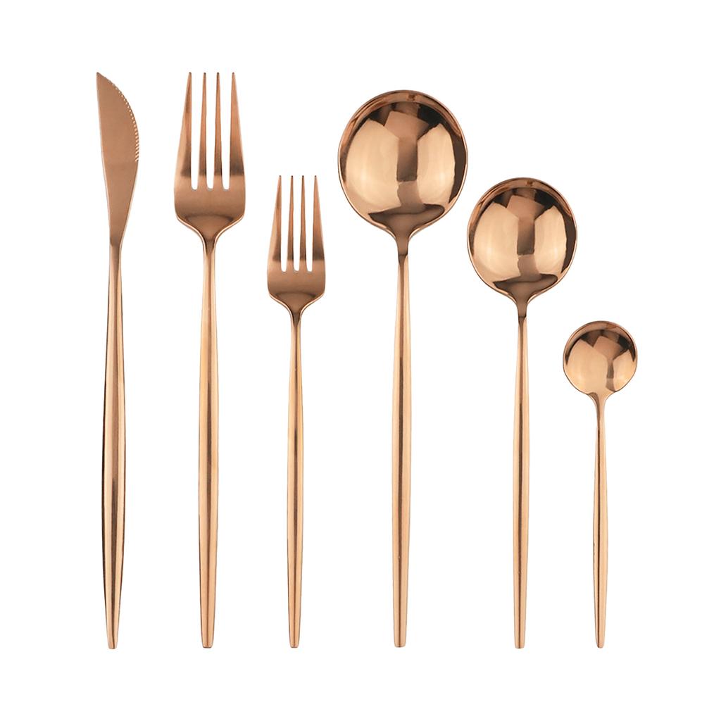 6 ks Bílé zlato Sada zrcadlových příborů Nůž Vidlička Kávová lžička Sada příborů Sada nádobí z nerezové oceli Sada kuchyňského nádobí Sada příborů