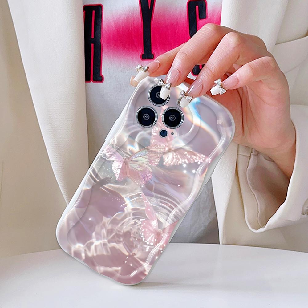 Cartoon Pattern Cream Texture Casing Wavy Edge Soft Silicone Cover Phone Case for IPhone Samsung Huawei Honor Xiaomi Redmi Infinix Tecno