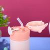 320/420ml Edelstahl Isolierflasche mit Schnappverschluss Outdoor-Komfort Studenten Strohhalm Wasserbecher Niedlicher Teddybär Kindergeschenk