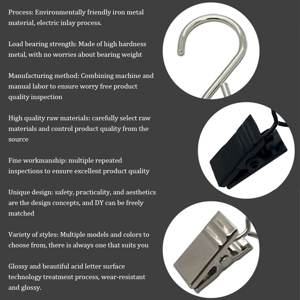 50X Shower Curtain Hooks Hangers Clip Rings Spring Clamps Peg Pin Convenient Home Hotel Window Accessories Replacement