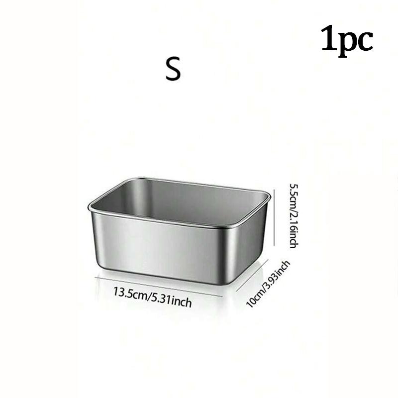 

Stainless Steel Food Storage Container Rectangle Dish with Cover Noodles Fruit Tray Lunch Box Thick Refrigerator Organizer Plate