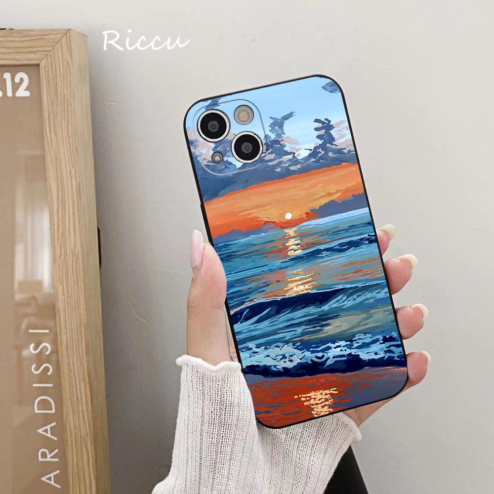 FOR IPhone Mountain Landscape Scenery Phone Case 14 11 12 Pro 8 7Plus SE X Pro 14 MAX 13 MINI XR XS Iphone 14 Soft Phone Covers