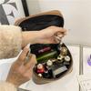 New Leather Portable Makeup Case Decorative Zipper Handle Multiple Compartments Travel Skincare Toiletries Storage Bag Fashi