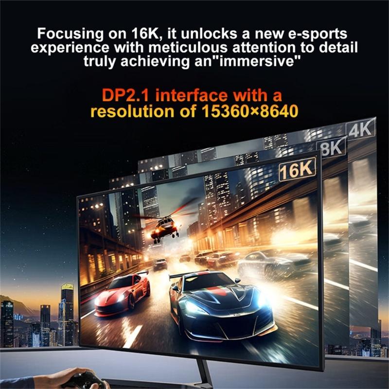 Highly Speed 80Gbps USB C To DP 2.1 Extension Cable for 8K 60Hz 4K 240Hz Video Output with HDRs Support On Laptop and Monitor Displays