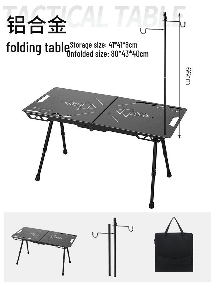 Lightweight Aluminum Folding Camping Table with Portable Storage - Blackened Style
