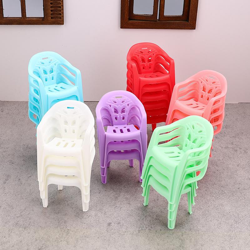 4Pcs Mini Support Miniature Items Armchair Plastic Backrest Chairs For 1/6 Dollhouse Accessories Doll Furniture Children'S Gifts