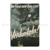 The Enemy Sees Your Light German Blackout Poster Ww2 Metal Plaque Garage Classic Designs Garage Decoration Tin Sign Poster