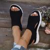 2025 Außenhandel große Größe Sommer neue Sandalen Mesh dicksohlige Fußbedeckung Fly-Weaving lässige Sport Fischmaul-Sandalen Damen