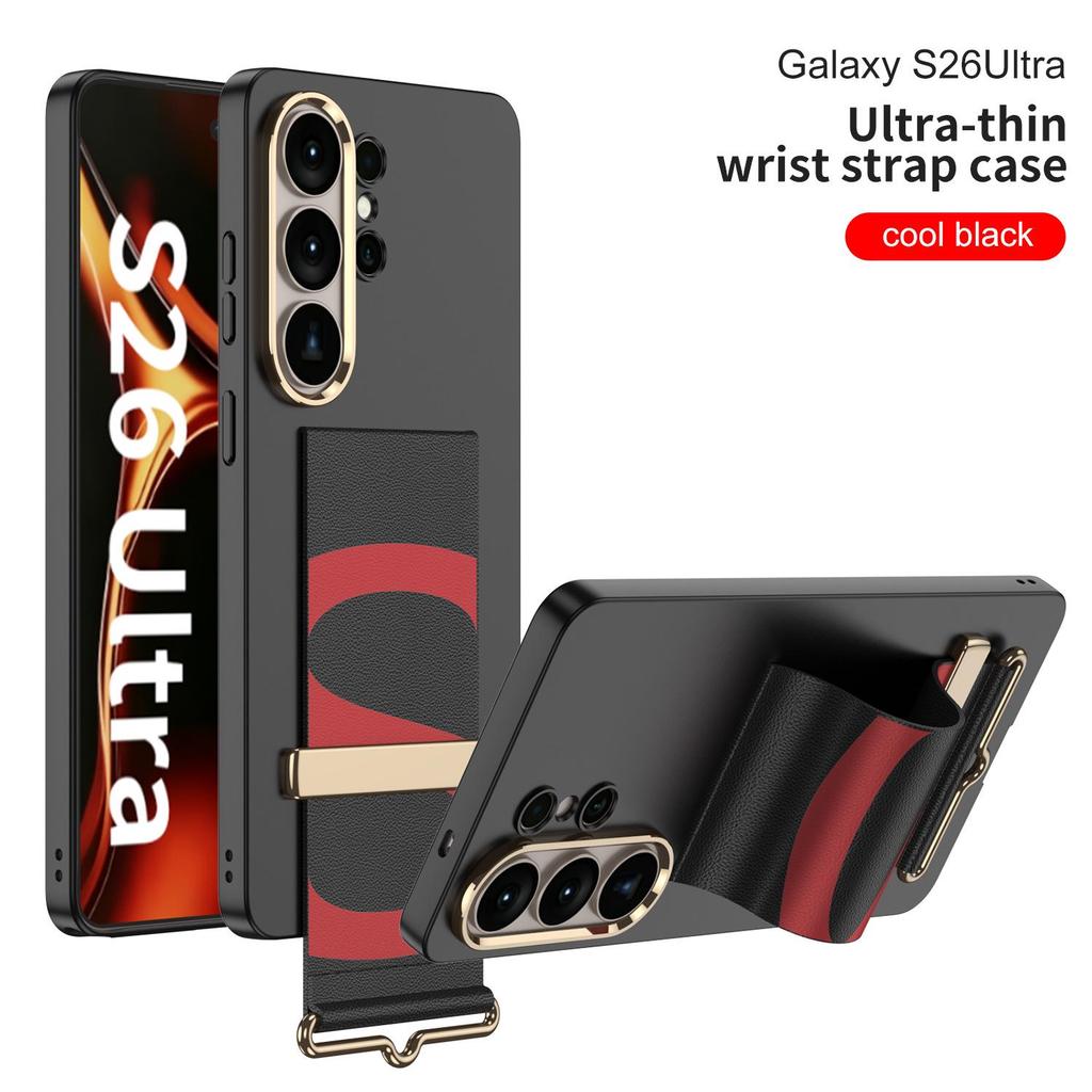 Samsung S26 Ultra-Thin Drop-Proof Wrist Strap Case: Fashionable, Solid Color, Fine Hole Design
