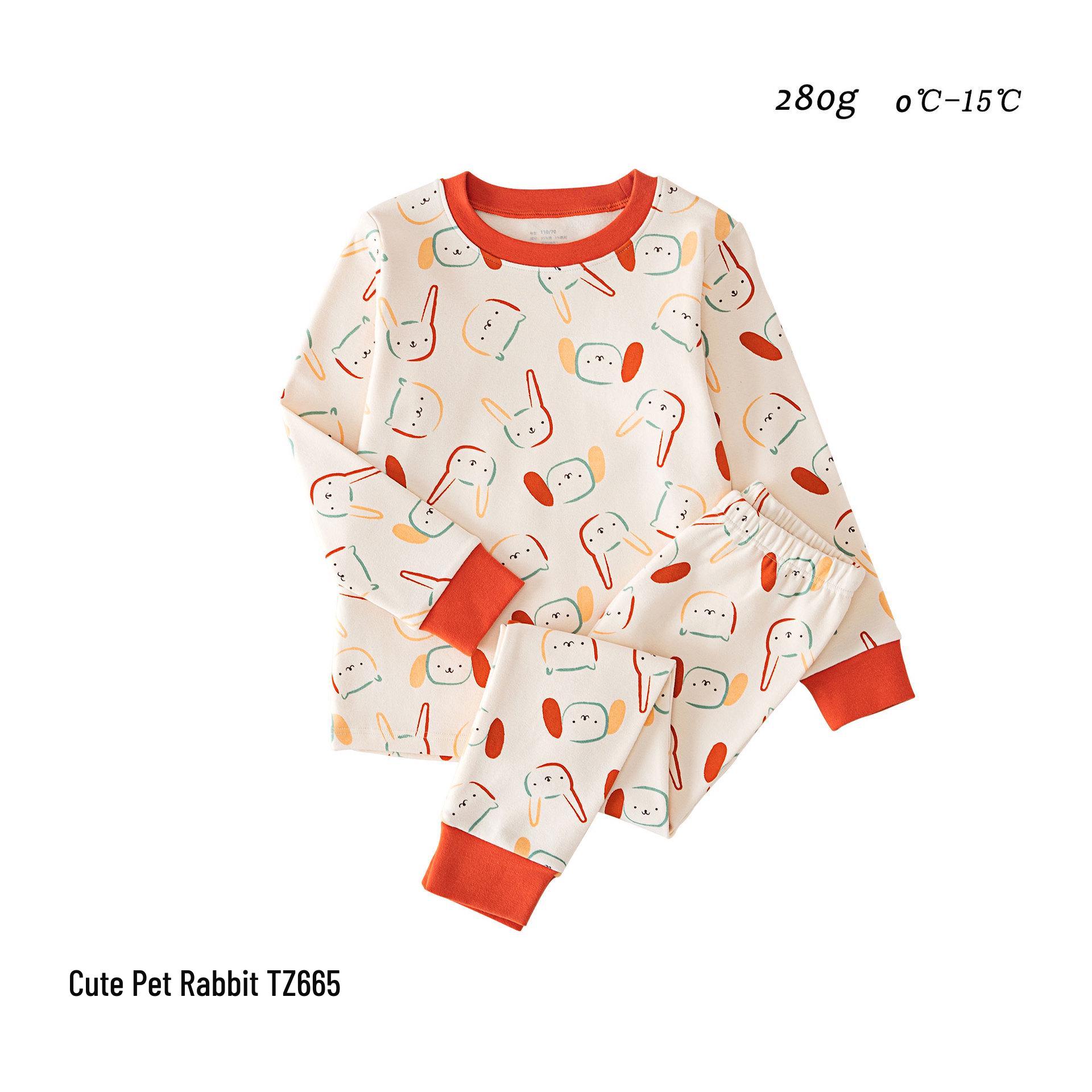 

Kids Antibacterial Cotton Pajamas Set – Long Sleeve, Warm, for Boys & Girls, Ideal for Spring/Autumn Thickened Flannel 280G