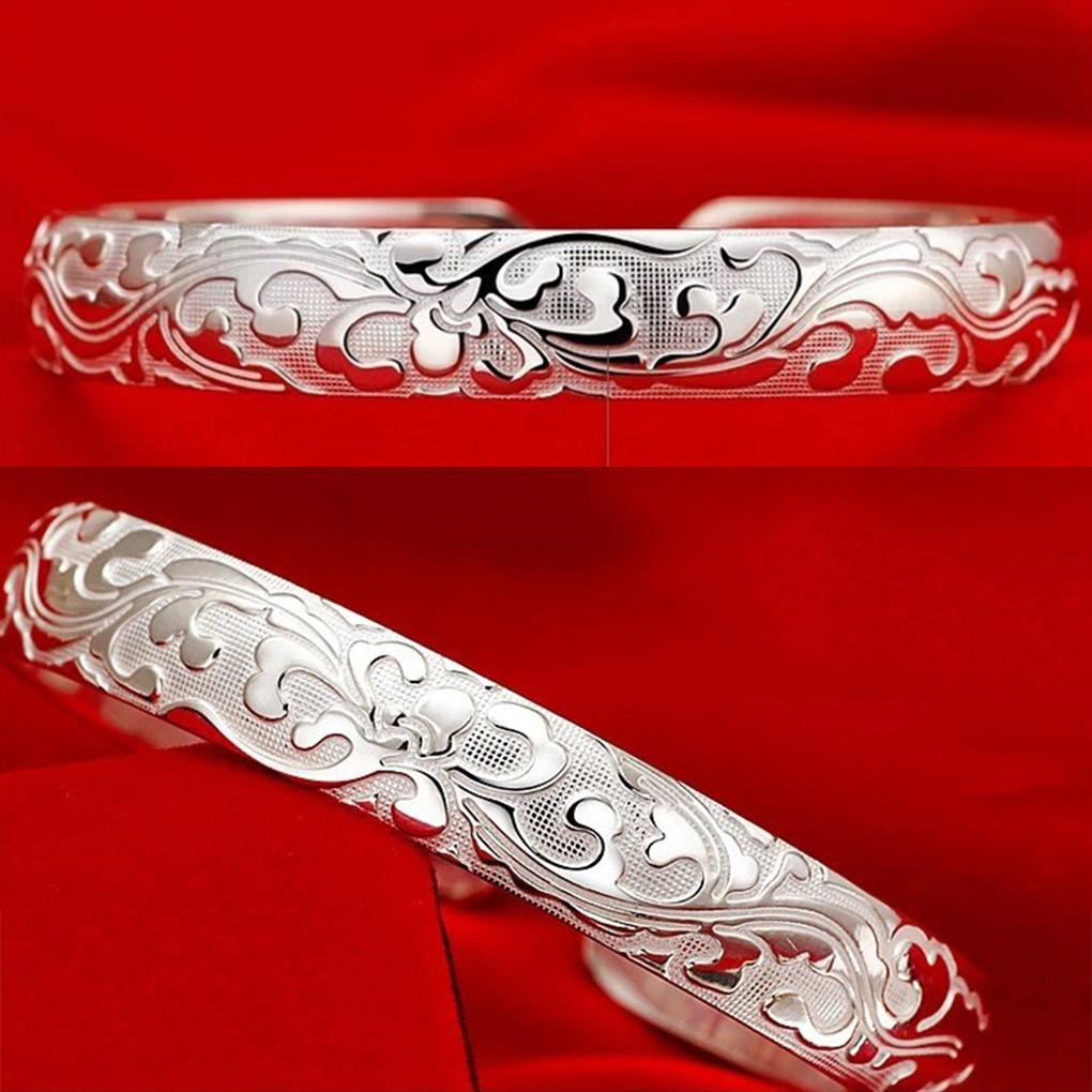 Women Jewelry Sterling Silver Bracelet Fashion Cuff Bangle Chain Bracelets