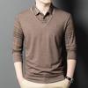 Long-sleeved T-shirt for Men Spring and Autumn New Fake Two-piece Men's Shirt Collar Plaid Casual Middle-aged Bottoming Shirt for Men