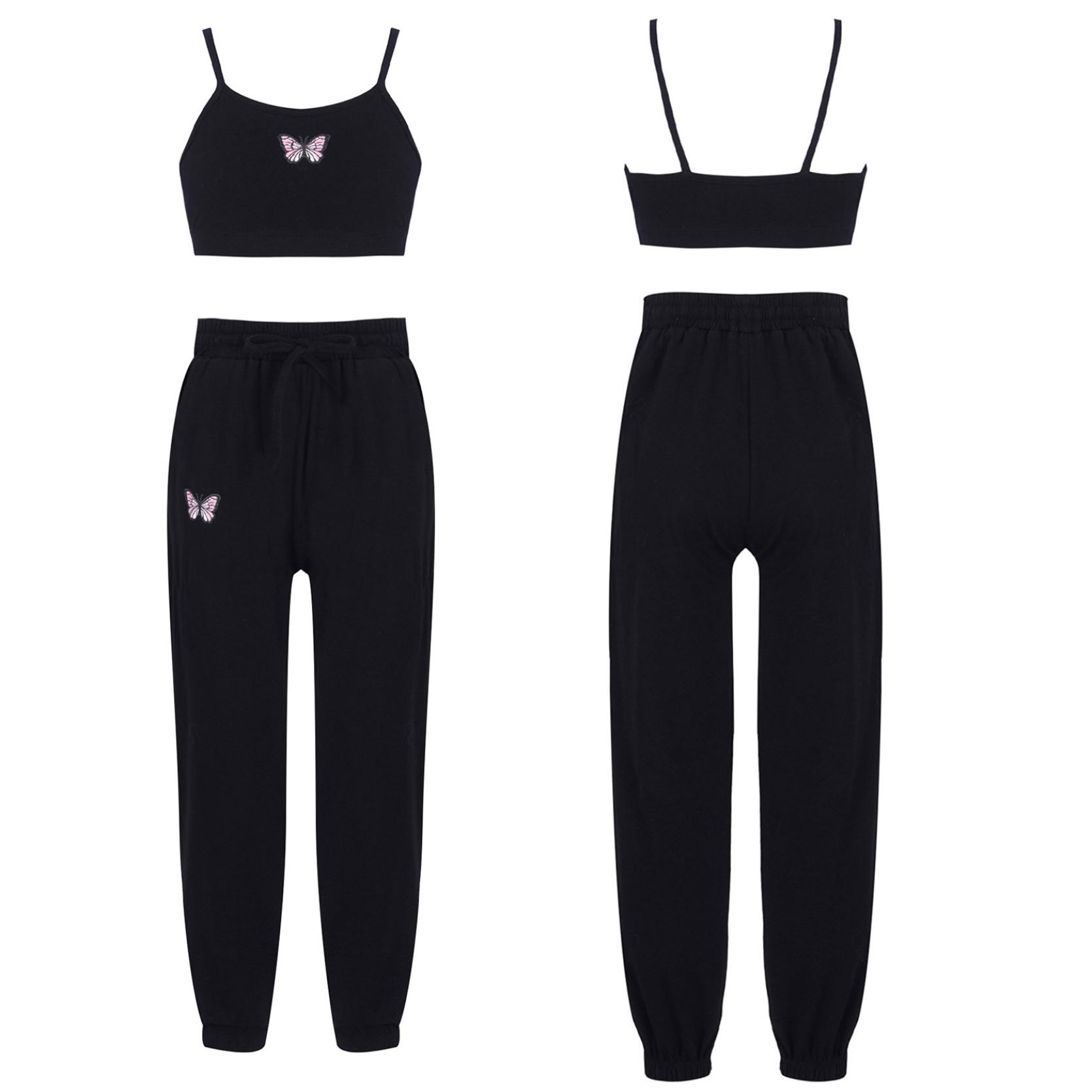 

Детский комплект повседневной одежды для девочек, укороченный жилет без рукавов и штаны для тренажерного зала, бега, тренировок, танцев 7-8 Years