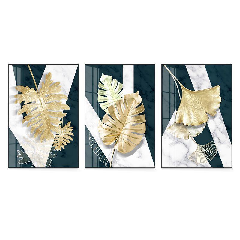 No Framed Abstract Ginkgo Gold Leaf Canvas Painting Wall Art Pictures for Living Room Bedroom Wall Home Poster