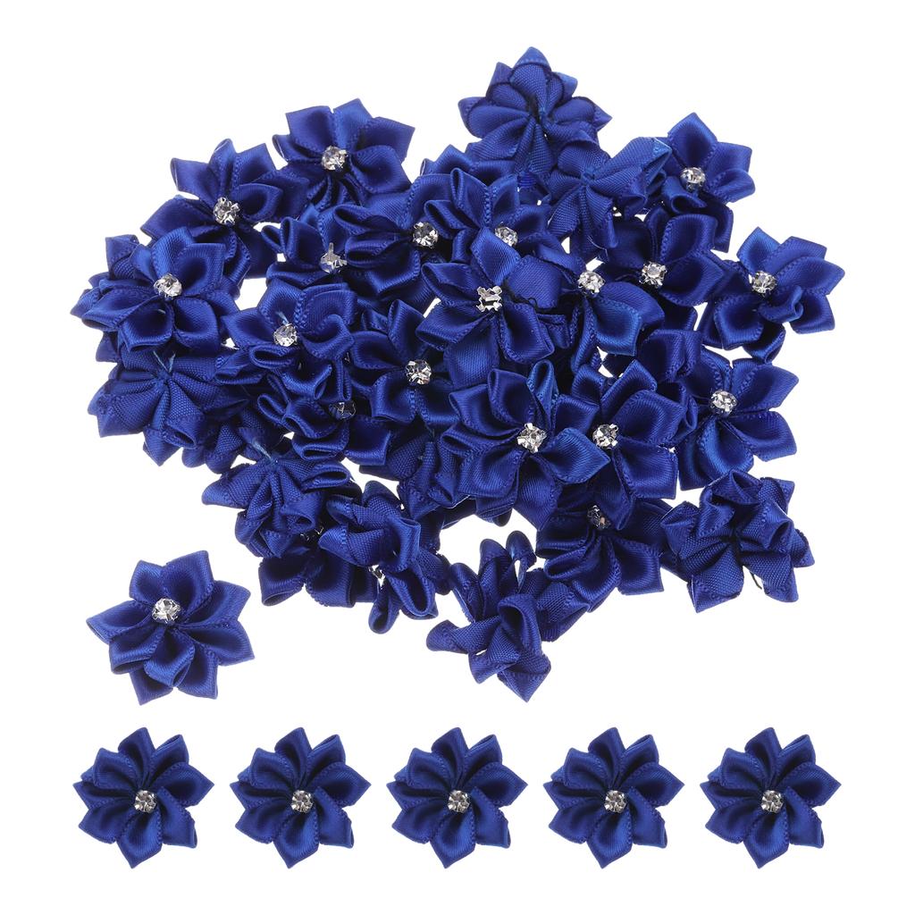 50/150 Pcs Small Ribbon Flowers Satin Ribbon Flowers Mini Fabric Flowers for Crafts DIY Wedding Ornament Appliques 1.2 Inch