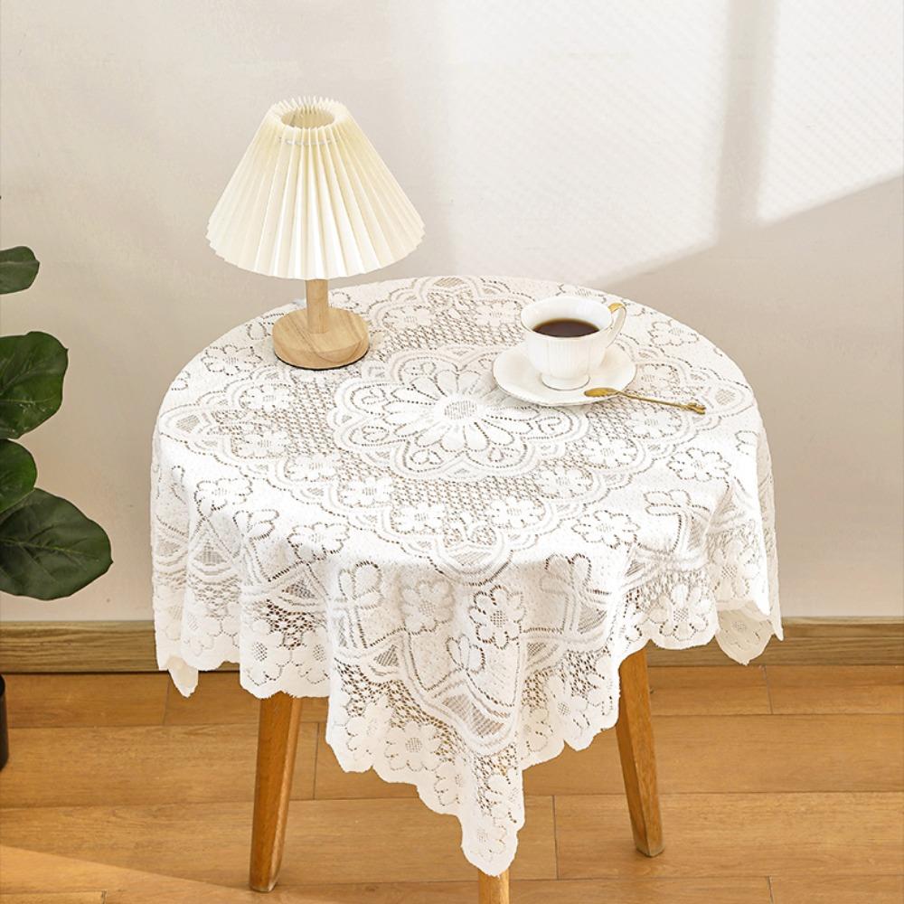New Lace Embroidered Tablecloth Square Solid Color Dinning Tables Cover Elegant Flower Tea Table Cloth Home Decor