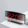 Kreative gebogene elektronische Uhr LED großer Spiegel Wecker Stumme intelligente Schreibtischuhr Wohnzimmer Spiegeluhr2
