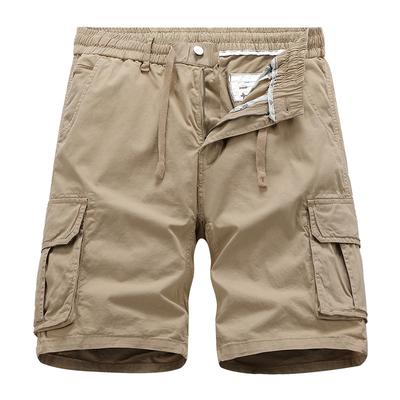 Men's Cargo Shorts Elastic Waist Drawstring Summer Casual Cotton Work Athletic Shorts Lightweight Outdoor Hiking Tactical Shorts