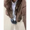 Women's Retro Brown PU Leather Lapel Jacket - Spring/Autumn 2025 Emotional Couple Style