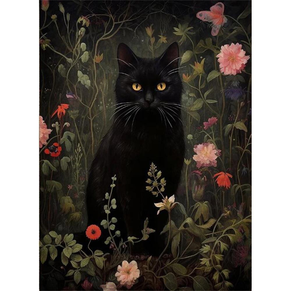 Forest Animals Butterfly Bat Plants Flowers Canvas Wall Art Nature Diamond Painting Decor Vintage Dark Skeleton Pumpkin Halloween