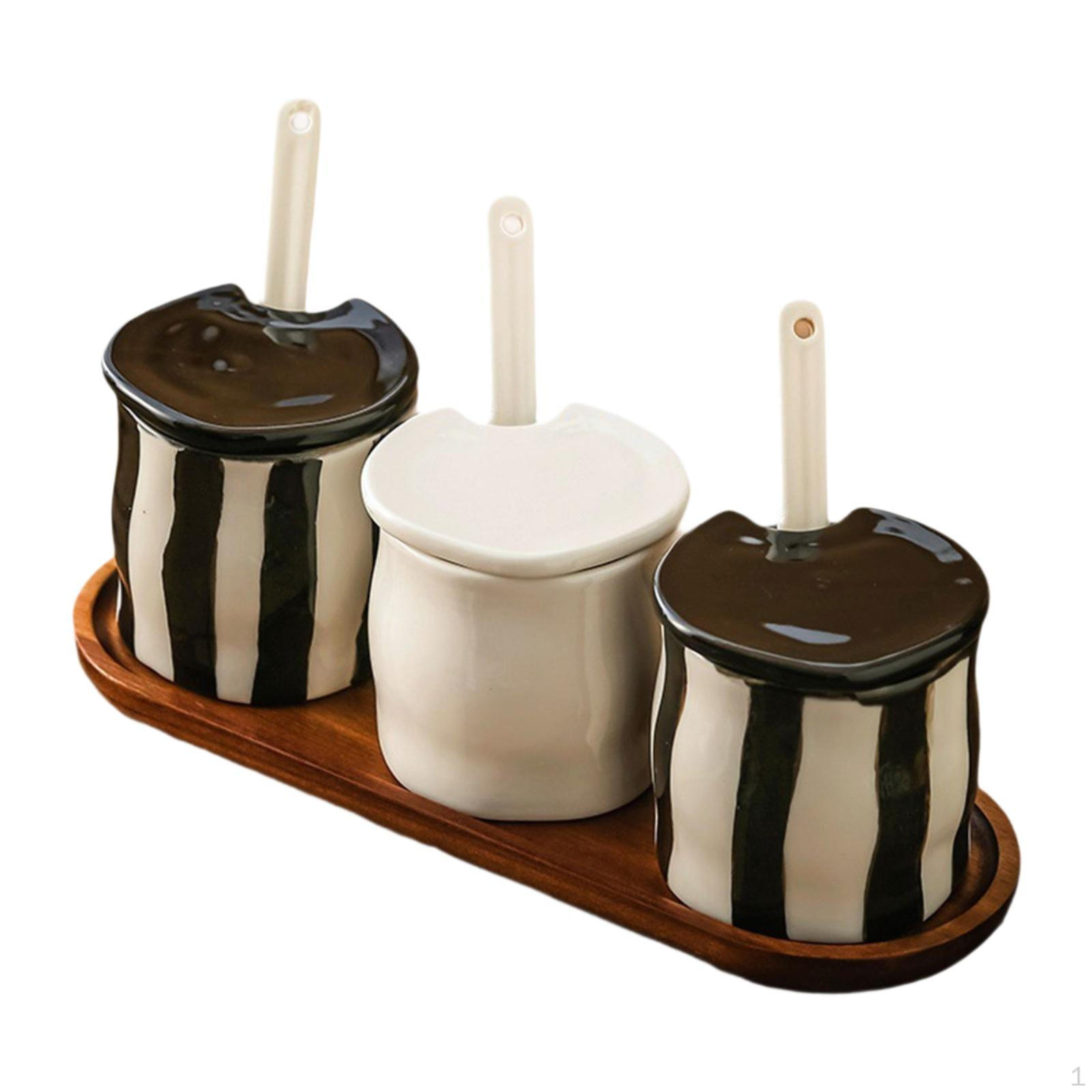 

Spice Jars, Pots, Box, Sugar Bowls, Sealed Container Set with Holder Tray for Home,