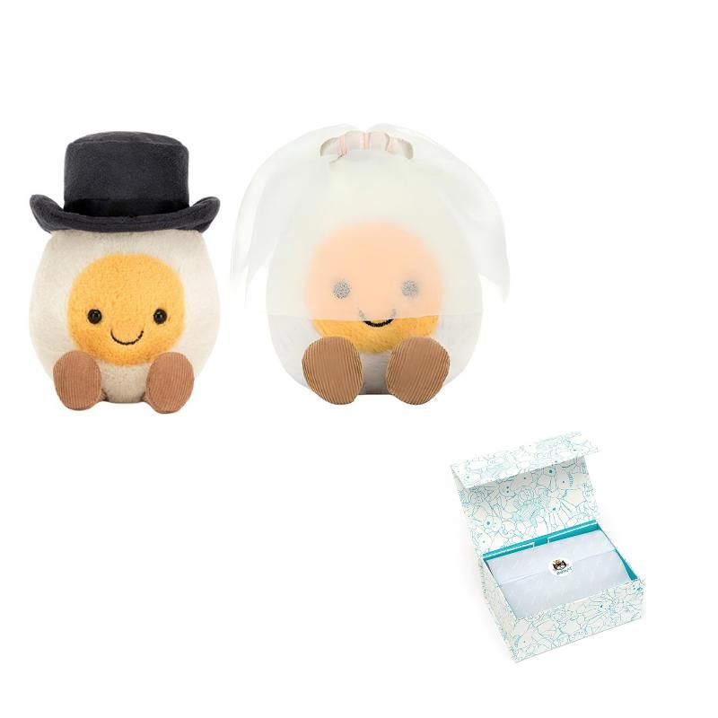 Jellycat Fun Wedding Series British Jellycat Bride and Groom Boiled Egg Set Set Doll Plush Doll Sitting Position 11cm Height
