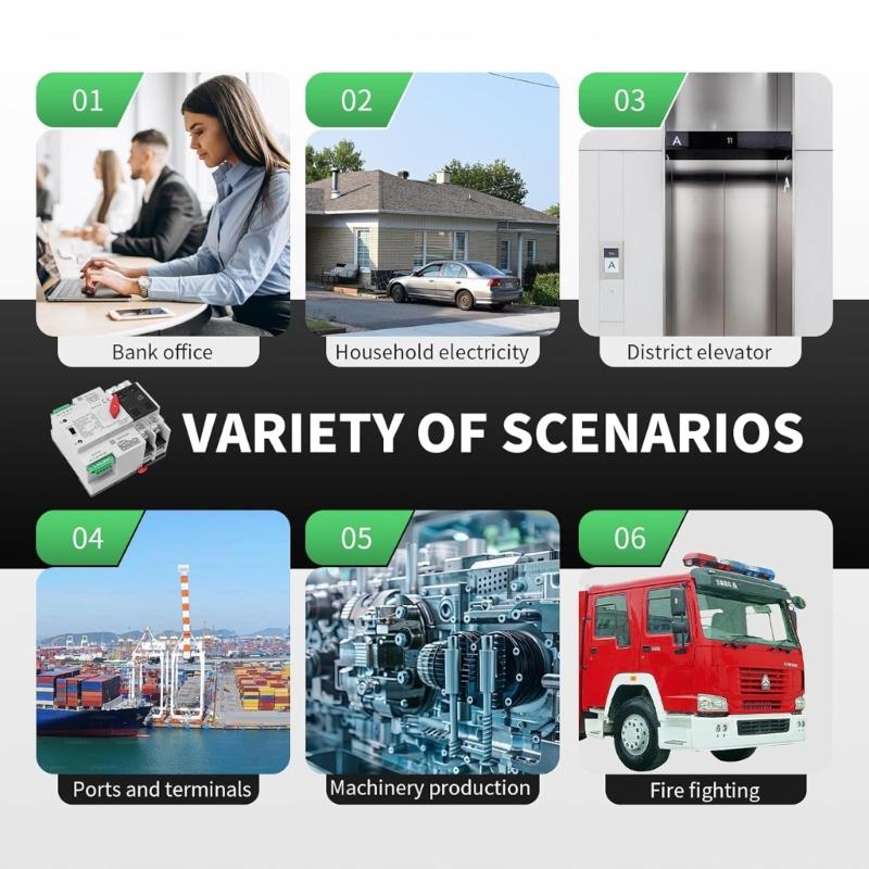 Double Power Automatic Transfer Switches 2P 100A Changeover Switches Din Rail Mounted Controller Easy to Install