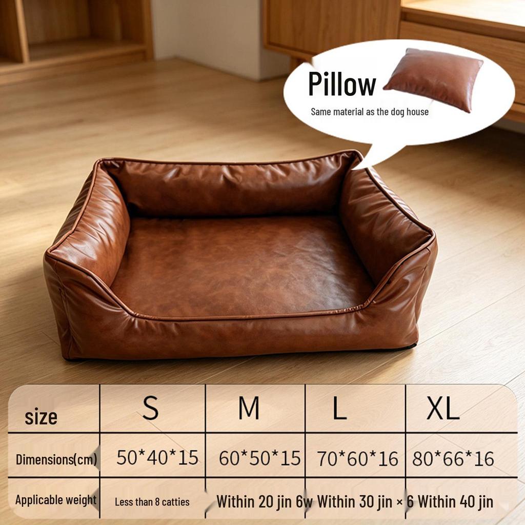 All-Season Waterproof Leather Pet Sofa: Washable & Tear-Resistant Bed for Small Dogs & Cats