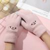 Gloves Winter Warm Student Cute Female Velvet Thickened Cycling Five-finger Cold-proof Gloves