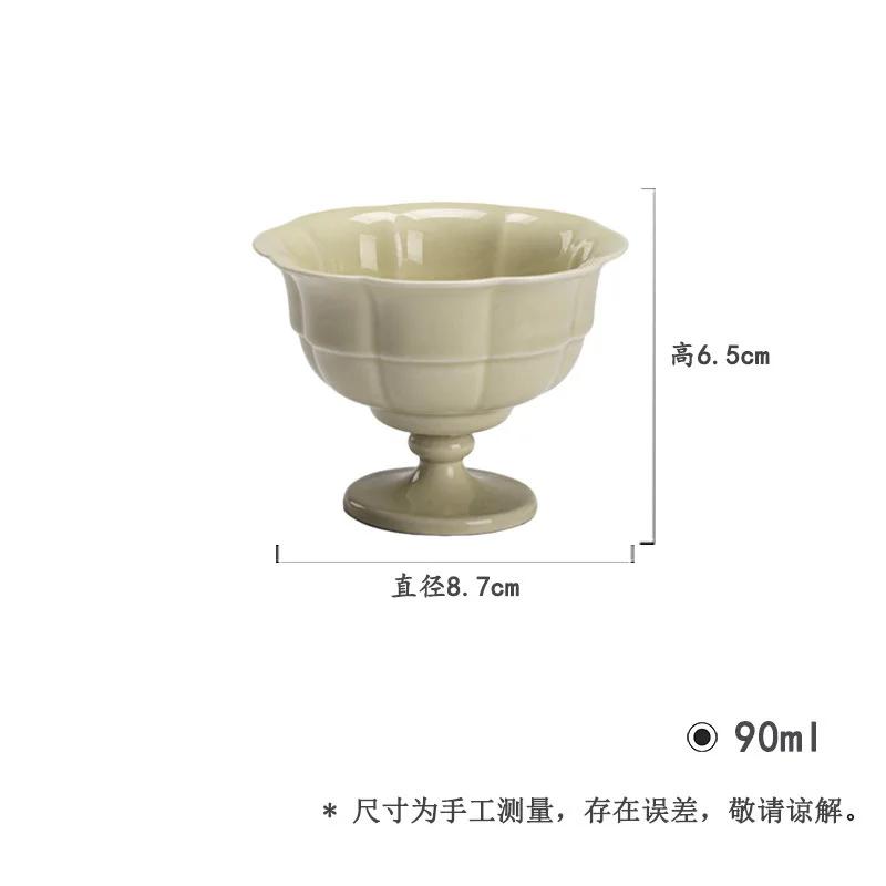 

90ml Handmade Reed Green Master Cup Boutique Flower Mouth Teacup Retro High-feet Meditation Cup Chazhan Chinese Tea Set Crafts