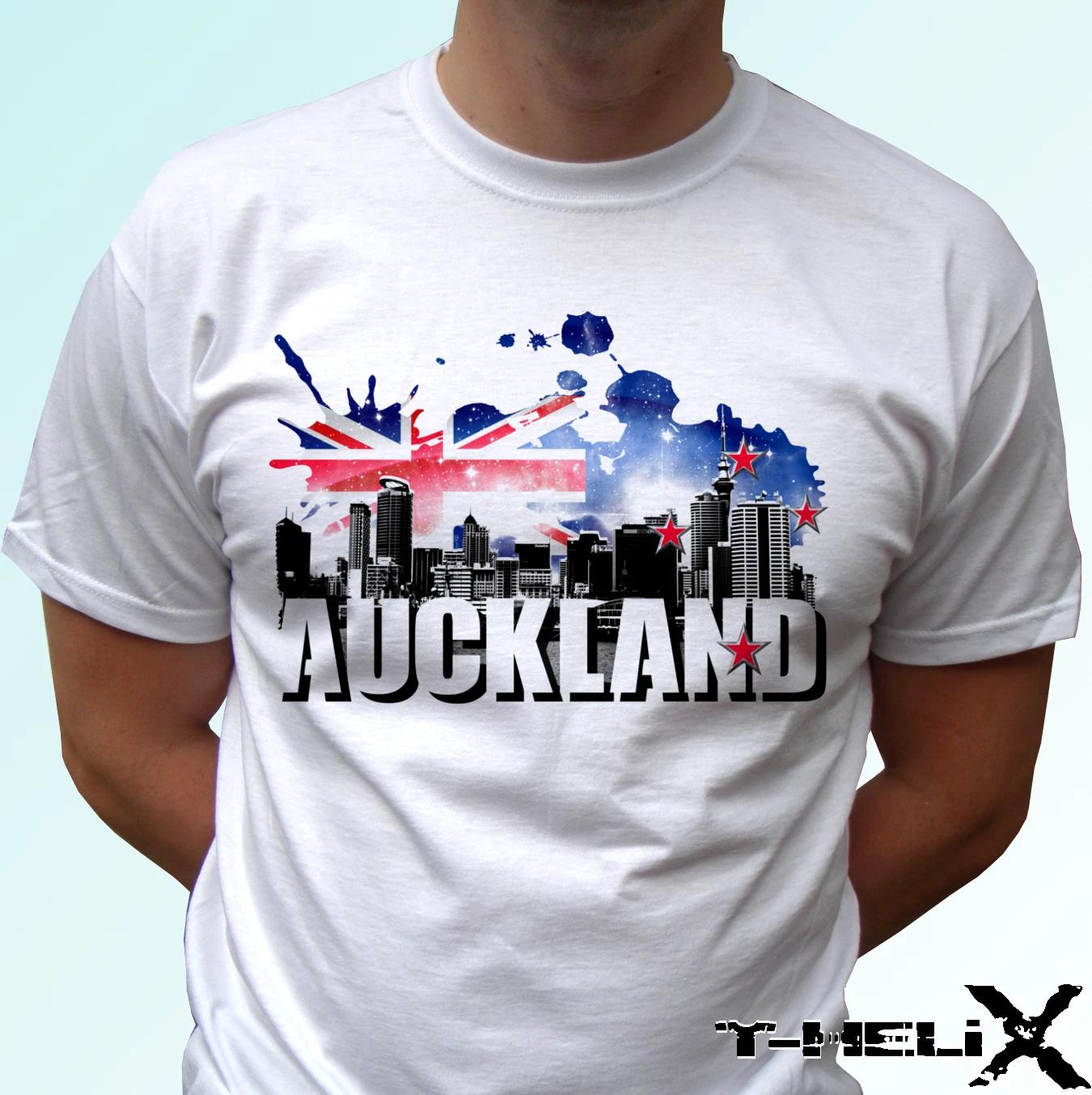 

Auckland - white kids boys T-Shirt top New Zealand flag - s s kids baby sizes 140