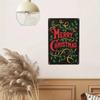 Vintage Christmas Metal Tin Sign Wall Art Country Style Holly Berry Pattern Holiday Home Decor
